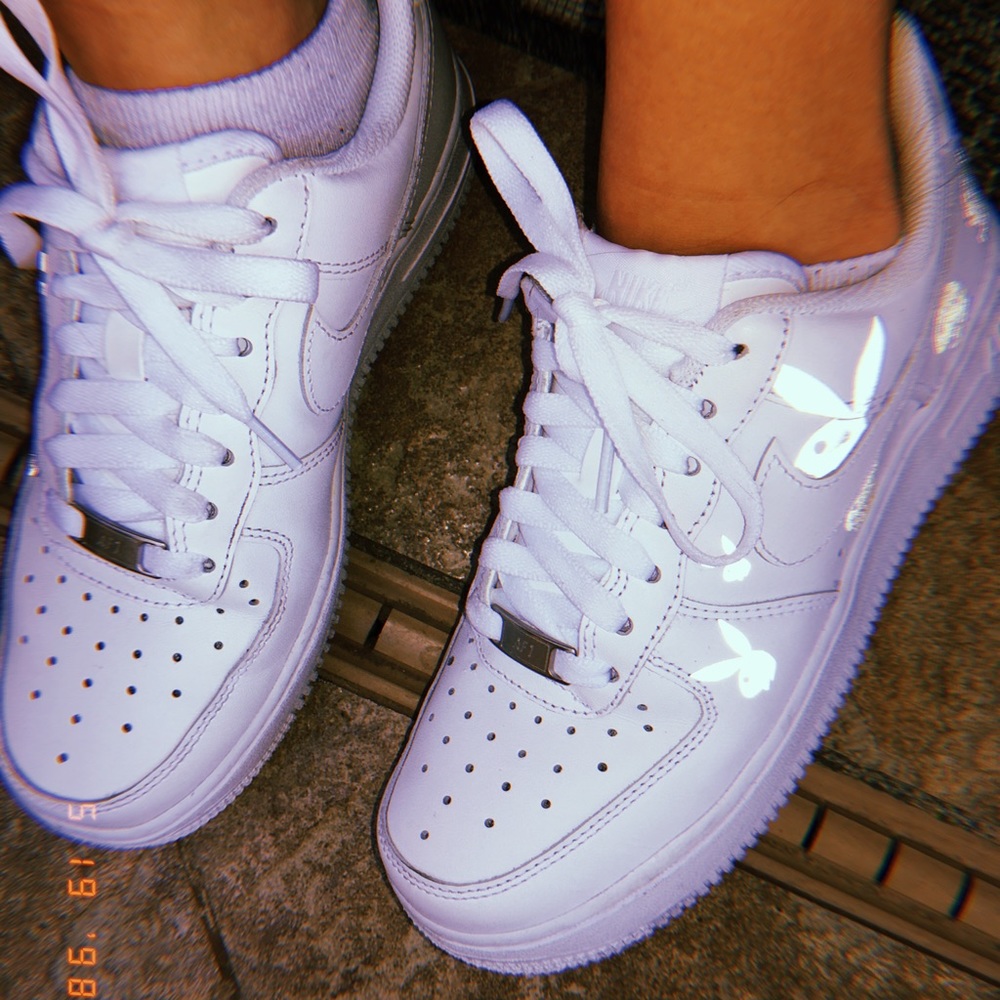 Play boy reflective Air Force 1 nikes